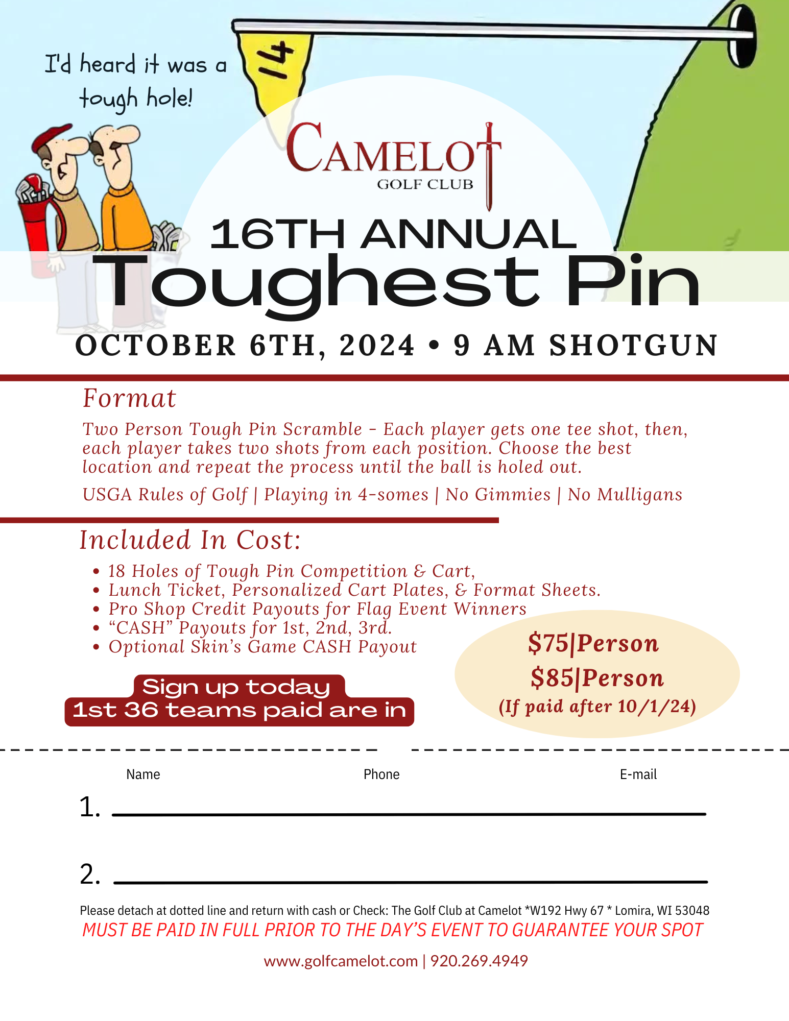 The Golf Club At Camelot | Events Calendar - (July 2024) The Golf Club At Camelot Events Calendar – (July 2024) TGCAC (October 6th, 2024) Tough Pin Tournament (Event / Flyer)